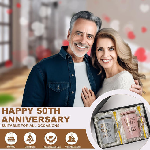 50th Mr Right and Mrs Always Right Marble Coffee Mugs for Married Couples
